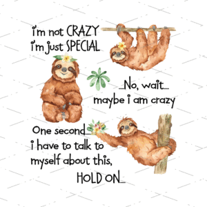Sloths I'm Not Crazy sublimation design
