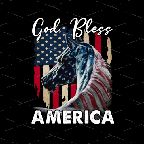 Horse With USA Flag sublimation design