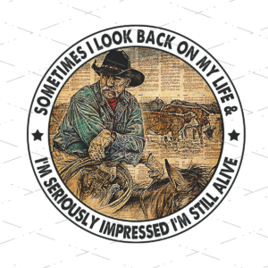 Cowboy Sometimes I Look Back dtf transfers