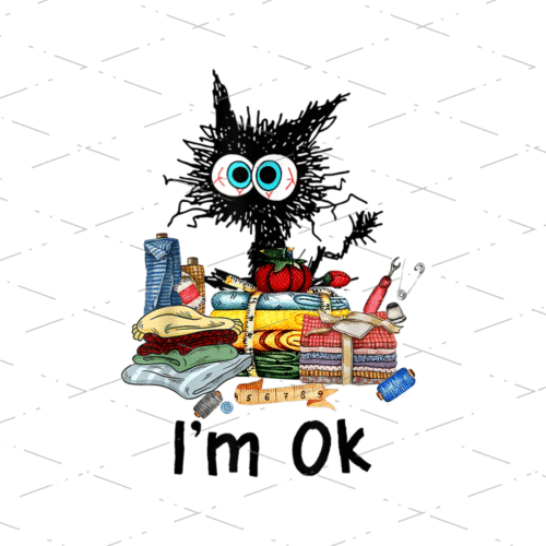 Black Cat With Fabric for dtf printer