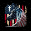 Horse With USA Flag, Faith Cross, Horses Owners PNG file, Sublimation Designs, digital Download, Vintage Horse for Independence Day